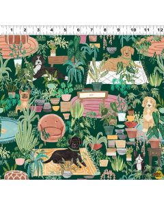 Homebodies: Hidden Dogs Forest -- Clothworks y4663-113 - 2 yards 23" + FQ remaining