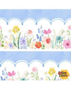 Spring Cheer: Pictorial Border Stripe  -- Clothworks y4688-87 