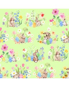 Spring Cheer: Toile Light Olive -- Clothworks y4689-23 