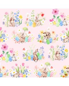 Spring Cheer: Toile Light Pink -- Clothworks y4689-41