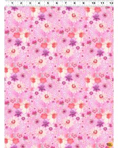 Spring Cheer: Daisies Light Raspberry -- Clothworks y4691-43 