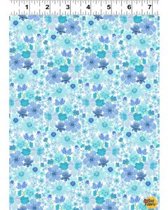 Spring Cheer: Small Floral Blue -- Clothworks y4692-90 