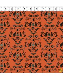 Emerald Hollow: Damask Orange -- Clothworks y4827-36