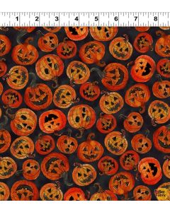 Emerald Hollow: Pumpkins Black -- Clothworks y4828-3 