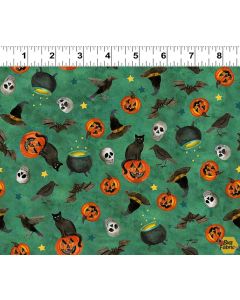 Emerald Hollow: Halloween Toss Emerald -- Clothworks y4829-107 