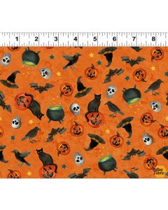 Emerald Hollow: Halloween Toss Orange -- Clothworks y4829-36
