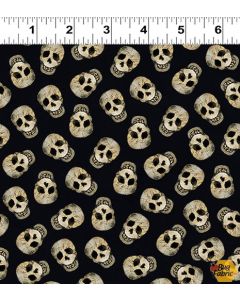 Emerald Hollow: Skulls Black -- Clothworks y4830-3 