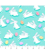 Busy Bunny Celebrations: Bunnies Aqua -- Northcott/Patrick Lose Fabrics 10146-60  - 2 yards 10" remaining