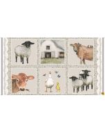 A Beautiful Day: Farm Animal Panel 6 Blocks (2/3 yard) - Henry Glass Fabrics 1090-44