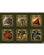 Dragons - The Ancients: 6 Dragon Panel (30" panel) -- In The Beginning Fabrics 11drg-1 