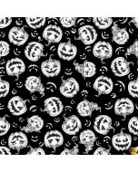 Hocus Pocus Halloween Glow -- Tossed Pumpkins Glow in the Dark -- Blank Quilting 1582-99 black
