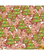 Gingerbread Factory: Christmas Tree Cookies White -- Blank Quilting 1625-01