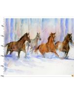 Snowfall on the Range: Large Horse Panel (1 yard) -- 3 Wishes Fabric 19289-pnl
