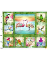 Tropicolor Birds: Large Panel (approx 1 yard) -- 3 Wishes Fabrics 19379-panel