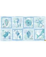 Salt & Sea: Six Block Panel Blue (2/3 yard) -- Henry Glass Fabrics 218-11