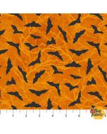 Black Cat Capers: Bats Orange -- Northcott Fabrics 24121-55 -- 1 yard 25" + FQ remaining