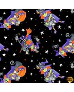 Boo! Tossed Witch Multi (Glow in the Dark) -- Henry Glass Fabrics 242g-95 multi