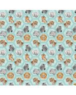 Baby Safari: Little Hexy Animals Turquoise -- Northcott Fabrics 24674-63 