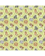 Baby Safari: Little Hexy Animals Green -- Northcott Fabrics 24674-73 