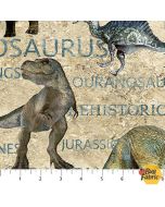 Prehistoric World Stonehenge: Dinosaurs Beige -- Northcott Fabrics 24743-12 - 1 yard 6" remaining