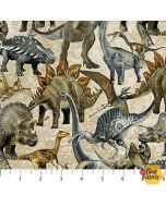 Prehistoric World Stonehenge: Stacked Dinosaurs -- Northcott Fabrics 24744-12 