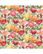 Morning Blossom: Feature Floral White Multi -- Northcott Fabrics 24917-10