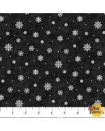 Golden Christmas: Snowflakes Black -- Northcott Fabrics 25301-99 