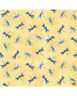 Water Lily Magic: Dragonfly and Swirl Toss Yellow -- Henry Glass Fabrics 2888-33 yellow