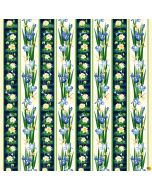 Water Lily Magic: Waterlily Border Stripe -- Henry Glass Fabrics 2893-77 indigo