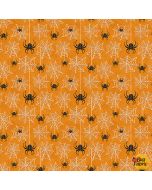 Olde Salem's Black Hat Society: Spiderweb Glow Orange -- Henry Glass Fabrics 323g-33 Orange