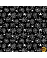 Olde Salem's Black Hat Society: Spiderweb Glow Black -- Henry Glass Fabrics 323g-99 black