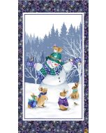 Flurry Friends: Snowman Panel (2/3 yard) -- Henry Glass Fabrics 360p-77 navy