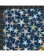 True Blue Sea: Starfish -- Stof Fabrics 4502-028 marine blue