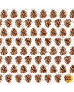 Little Ones: Pinecones -- Henry Glass Fabrics 453-3 white/brown