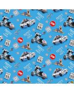To The Rescue: Mobile Police Unit Blue -- Henry Glass Fabrics 537-11 blue