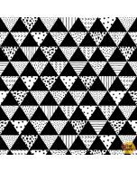 Black & White with a Touch of Bright: Patterned Triangles Black/White -- Studio E Fabrics 5807-90