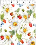 Hedgehog Hollow: Daisies & Berries White -- In The Beginning Fabrics 6HH1