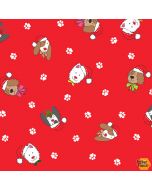 Yappy Christmas: Tossed Dogs Red -- Makower UK tp-2366-r