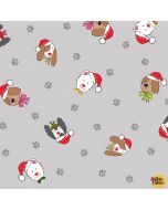 Yappy Christmas: Tossed Dogs Gray -- Makower UK tp-2366-s