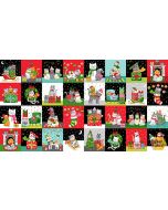 Santa Paws: Christmas Cat Blocks (sold by 2/3 yard repeat) -- Makower UK tp-2478-1