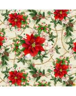 Christmas Legend: Poinsettia Print -- Henry Glass Fabrics 9518-44