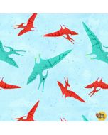 Dinosaur Kingdom: Pterodactyl Blue -- Henry Glass Fabrics 9753-11