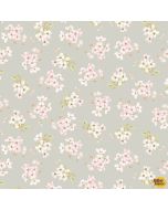 You Are Loved: Spaced Floral Cluster Light Gray -- Henry Glass 9808-44 - 2 yards 5" remaining