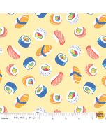 Rainbowfruit: How We Roll Yellow Sushi -- Riley Blake Designs c10893 yellow