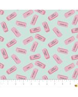 Teachers Rule: Pink Pearl Erasers - Camelot Fabrics 21200204-1
