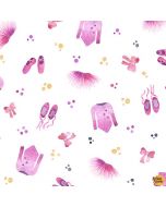 A Star is Born: Ballet Frilly Pink Multi -- Michael Miller Fabrics dcx9830-mult-d