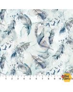 Soar: Bird Feathers Light Aqua -- Northcott Fabrics dp24584-41 Moody Blues Light