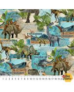Prehistoric World Stonehenge: Dinosaurs Scenic -- Northcott Fabrics dp24741-12  -- 1 yard 15" + 17" remaining