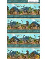 Prehistoric World Stonehenge: Dinosaur Border -- Northcott Fabrics dp24742-68 