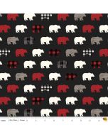 Into the Woods: Juvenile Flannel Wild at Heart Bears Black FLANNEL -- Riley Blake Designs F11446-black